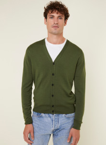 Buttoned vest with logo in merino wool - Etienne