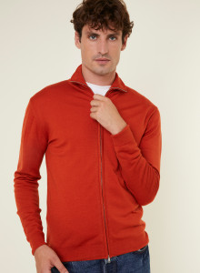 Zipped vest with logo in merino wool - Estian