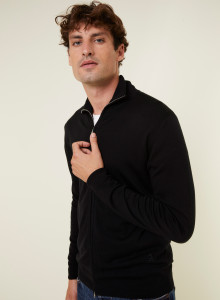 Zipped vest with logo in merino wool - Estian