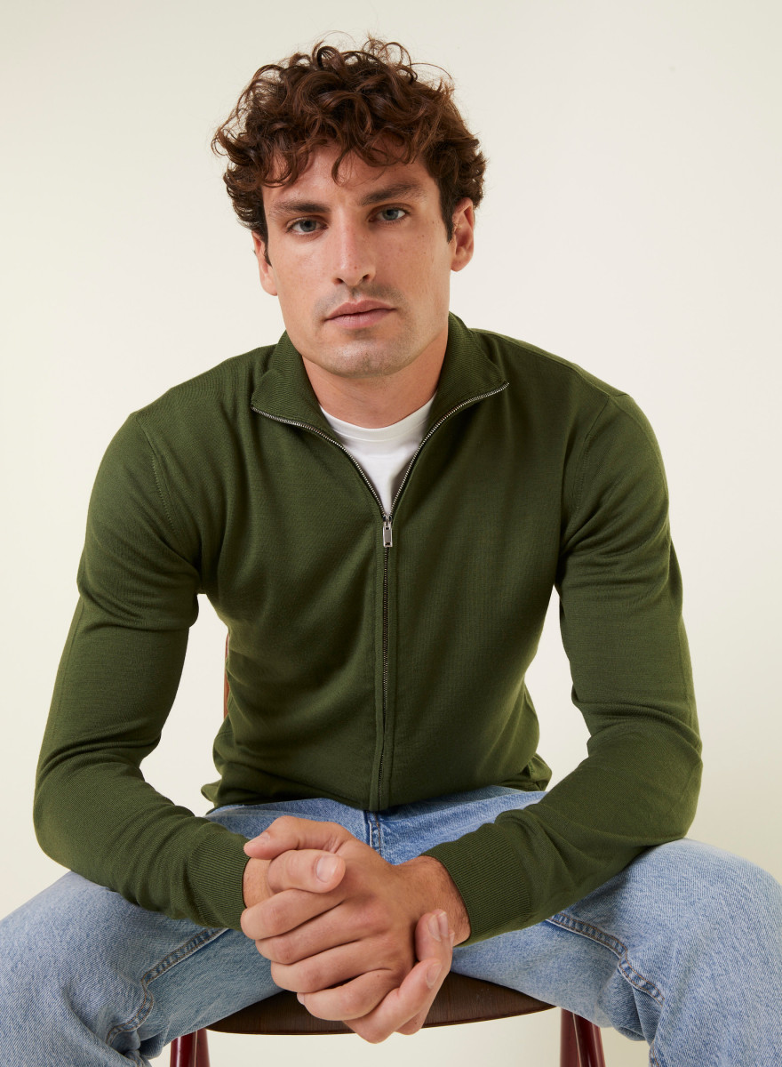 Zipped vest with logo in merino wool - Estian