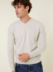 Pull col V en cachemire - Evann 7812 gris clair - 11 Gris clair
