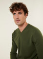 Pull col V en cachemire - Evann 7850 foret - 83 Kaki