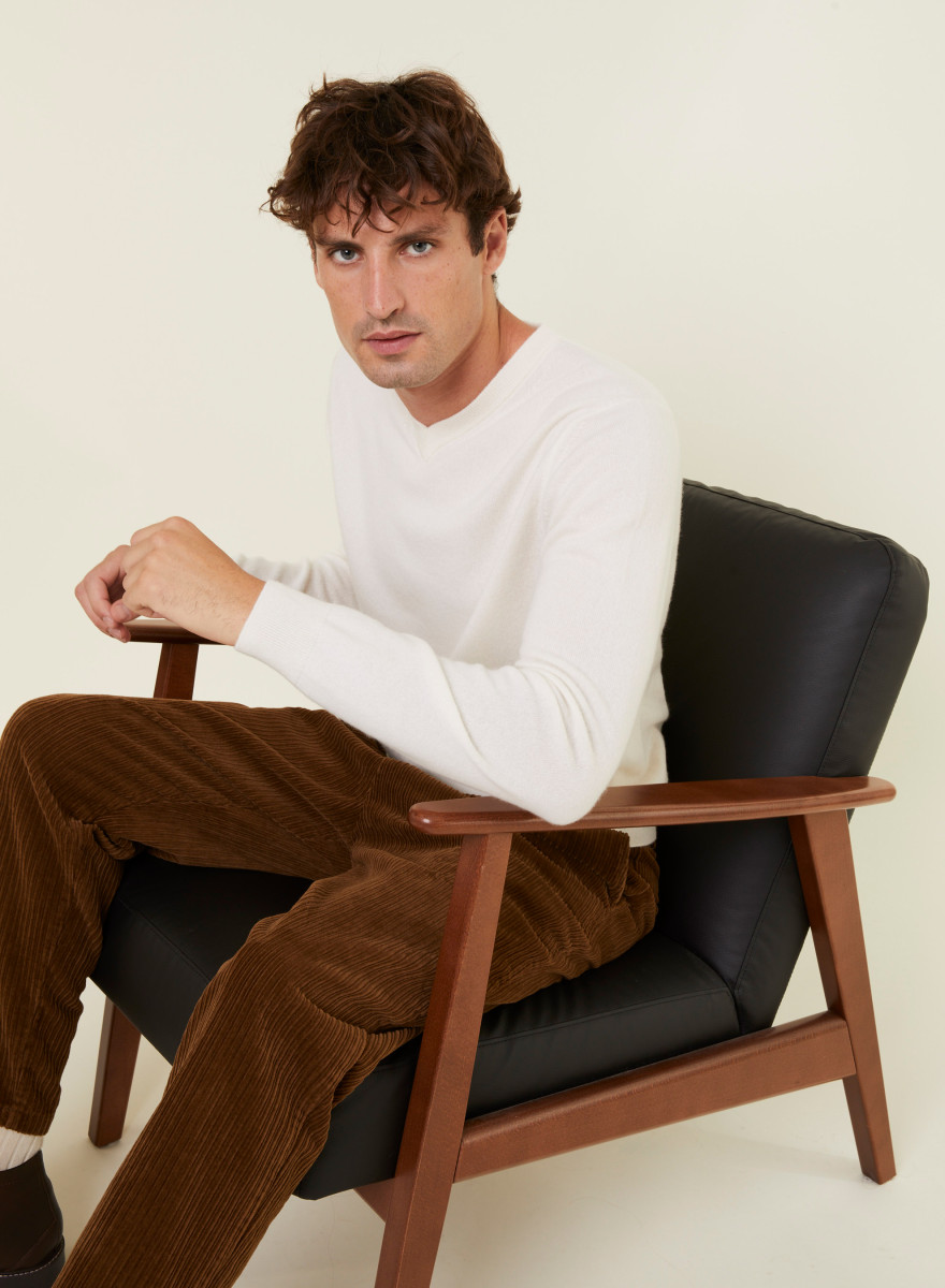 Suéter de cashmere com decote em V - Evann