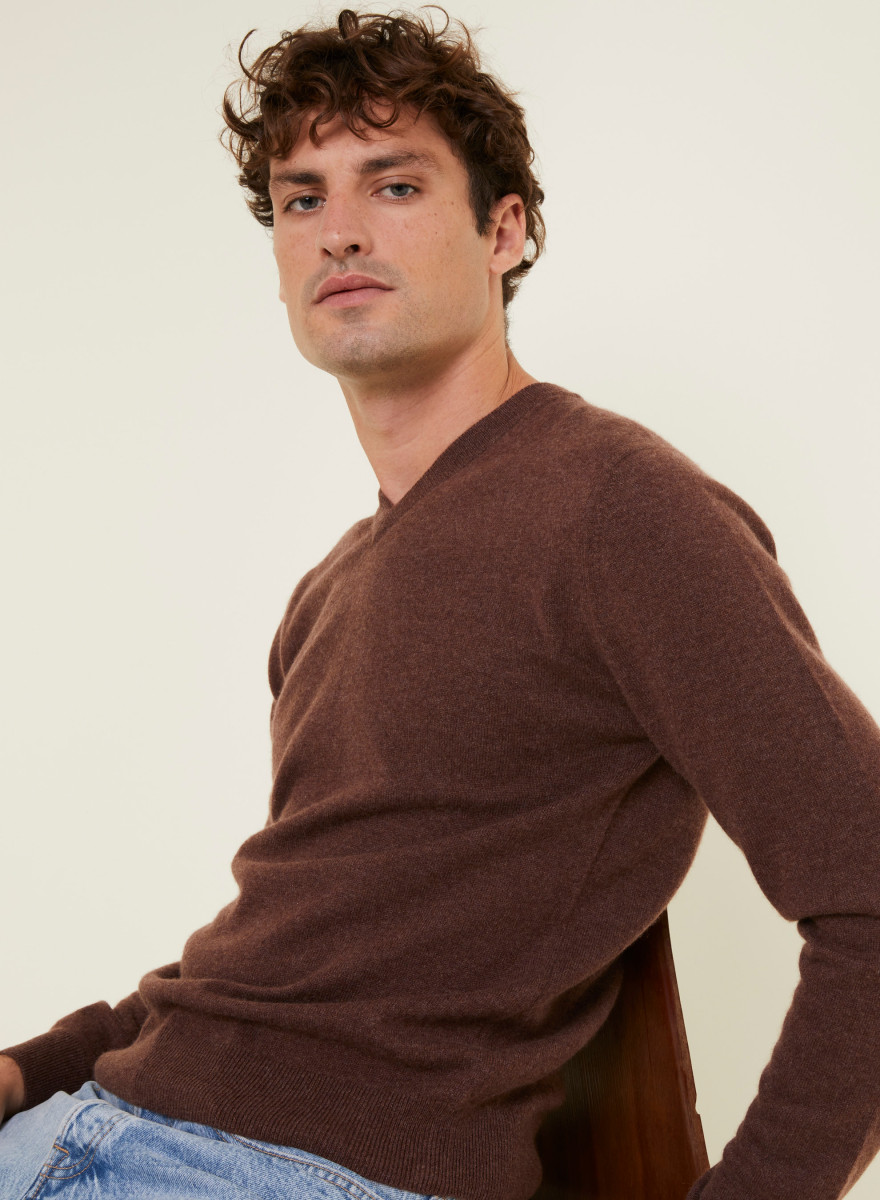 Suéter de cashmere com decote em V - Evann