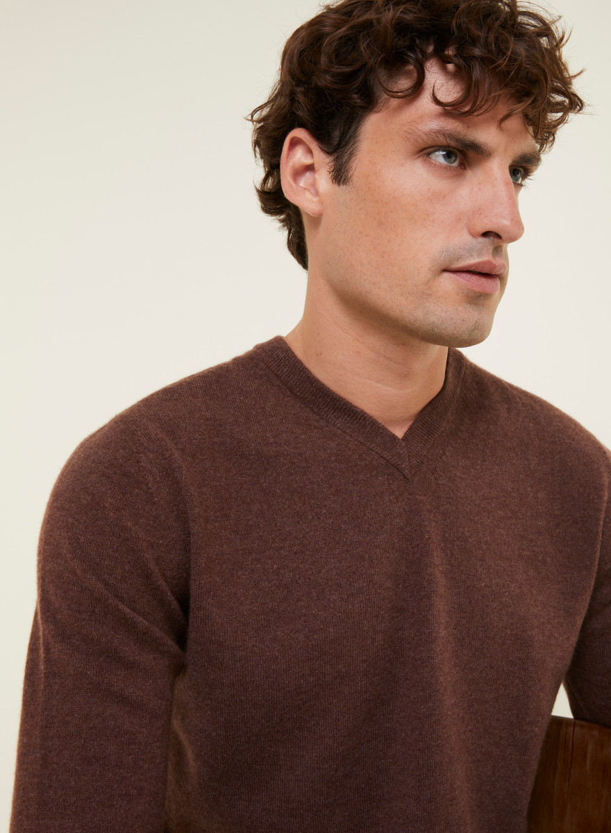 Suéter de cashmere com decote em V - Evann