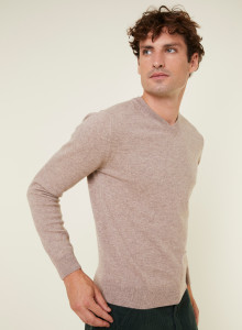 Pull col V en cachemire - Evann 7821 grege - 14 Beige foncé