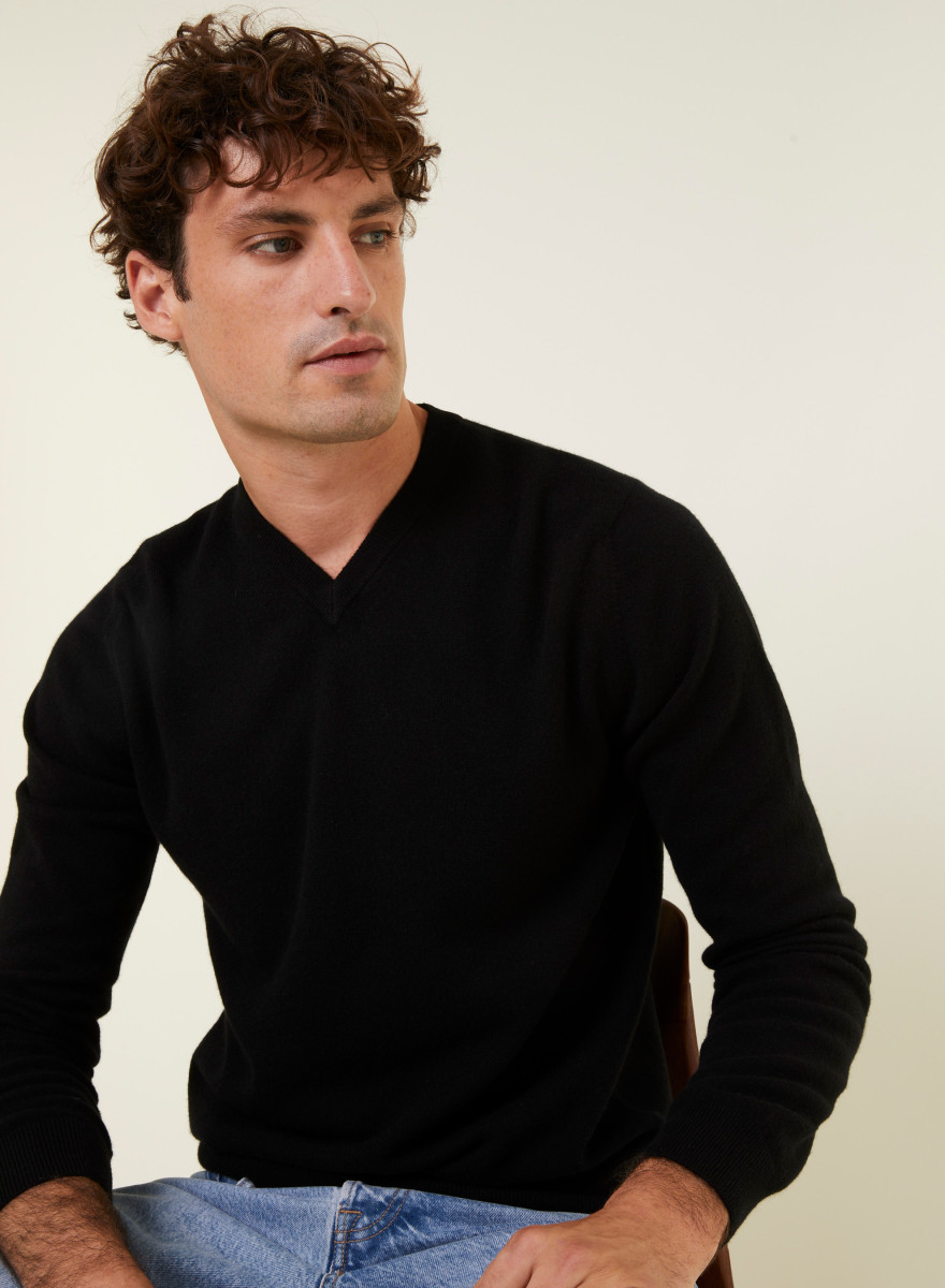 Suéter de cashmere com decote em V - Evann