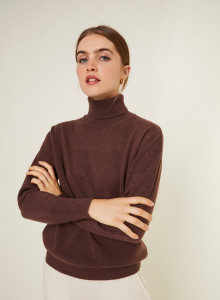 Pull col roulé en cachemire - Anabelle 7830 brun - 47 Marron foncé