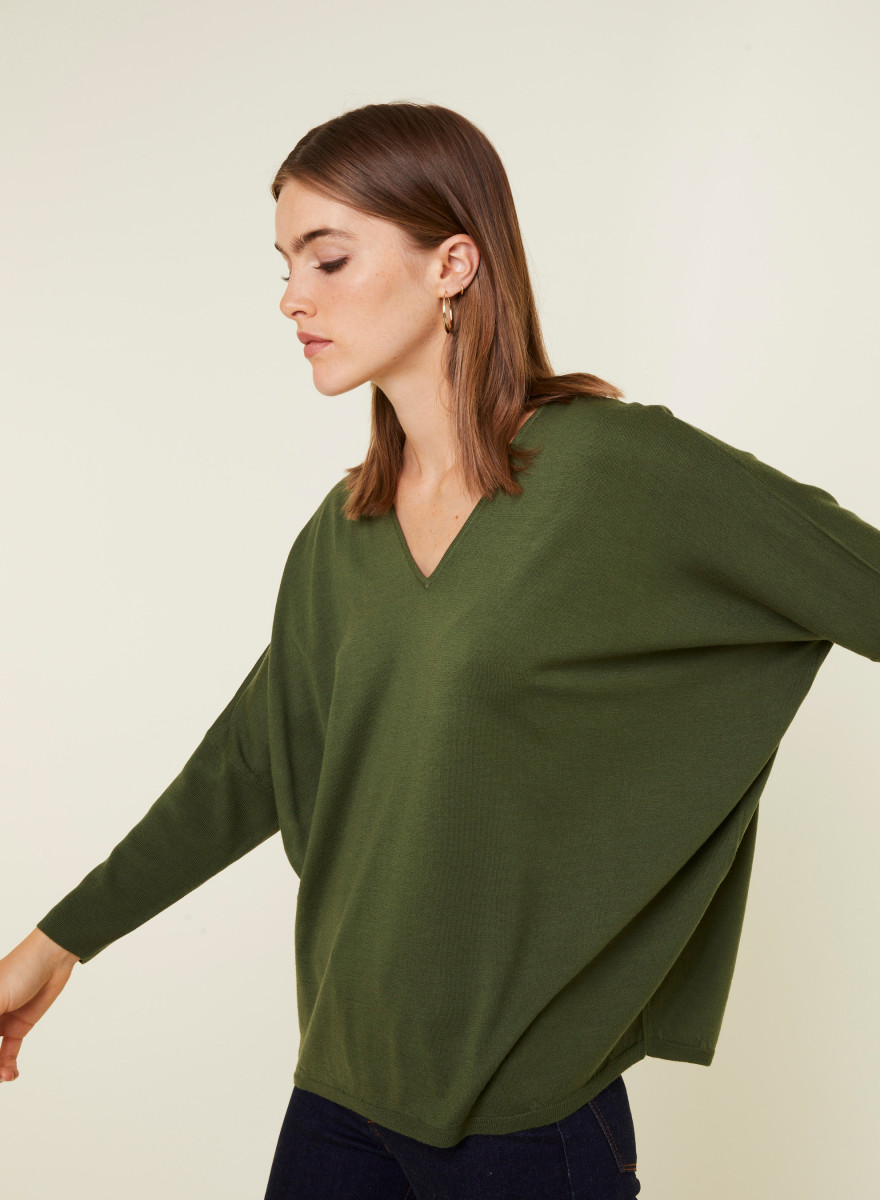 Merino wool bat sleeves sweater - Boxe