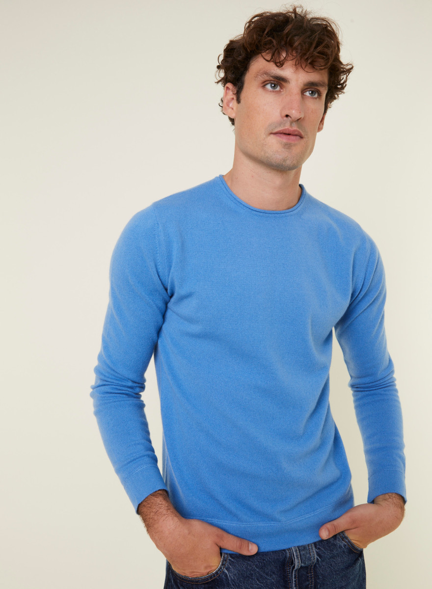 Round-neck cashmere sweater with rolled finishes - Ernest