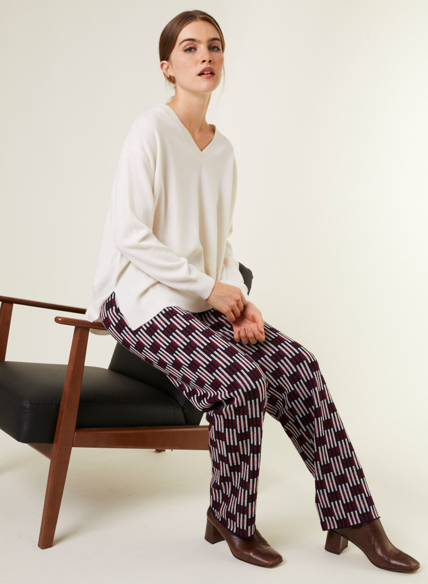 Loose sweater with V-neck slits in cashmere - Alienor