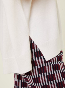 Pull ample à fentes col V en cachemire - Alienor 7801 ecru - 82 Ecru