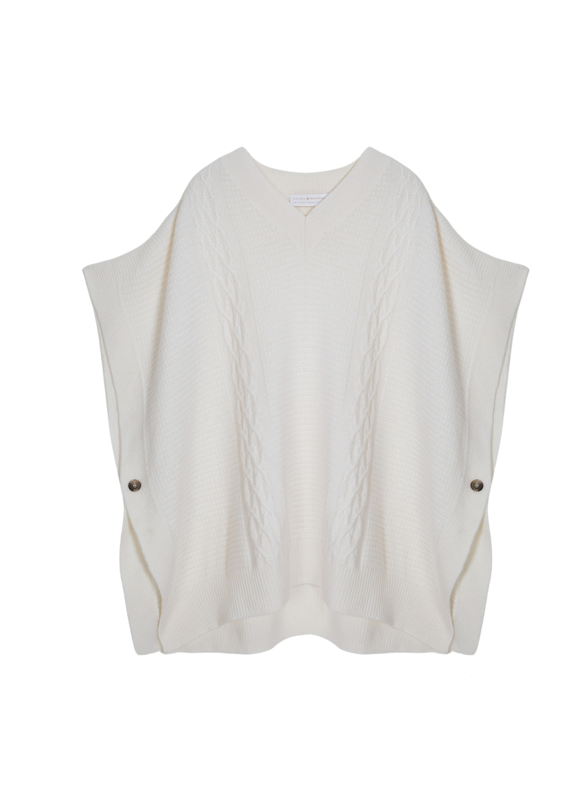 V-neck cape with cashmere dots - Gigi