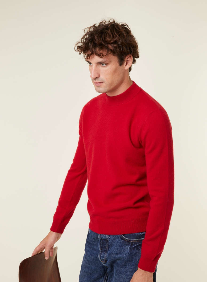 Pull col montant en cachemire - Esteban 7880 empereur - 52 Rouge