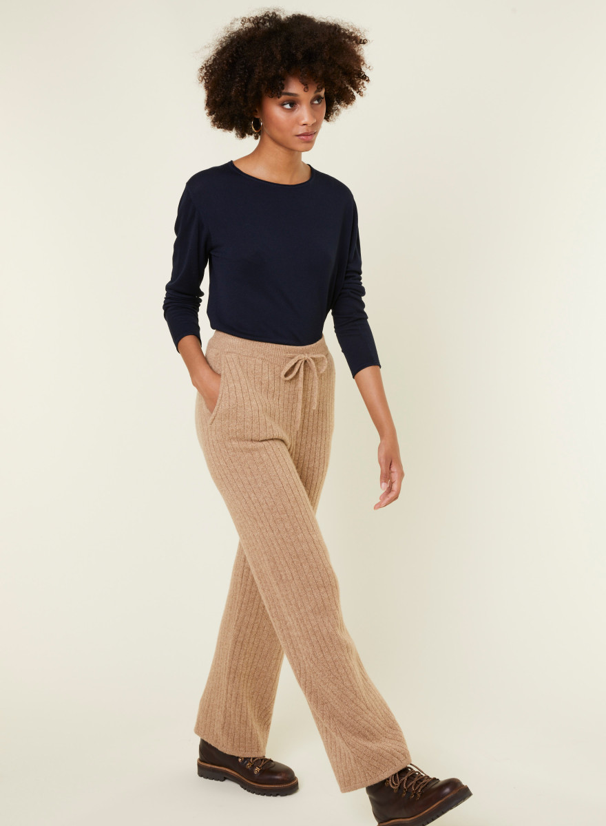 Pantalon fluide en laine et cachemire - Galya 7820 camel - 88 Camel
