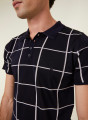 Polo homme carreaux Fil Lumière Marin