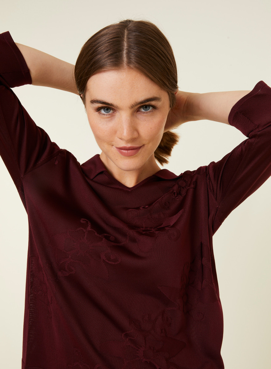 Camisa polo Fil Lumière com mangas cotovelo estampadas - Emy