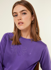 T-shirt manches coudes en Fil Lumière à motifs - Erica 0333 violette - 18 Violet foncé
