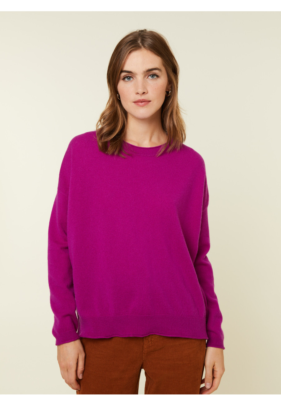 Loose-fit buttoned cashmere round-neck sweater - Acene