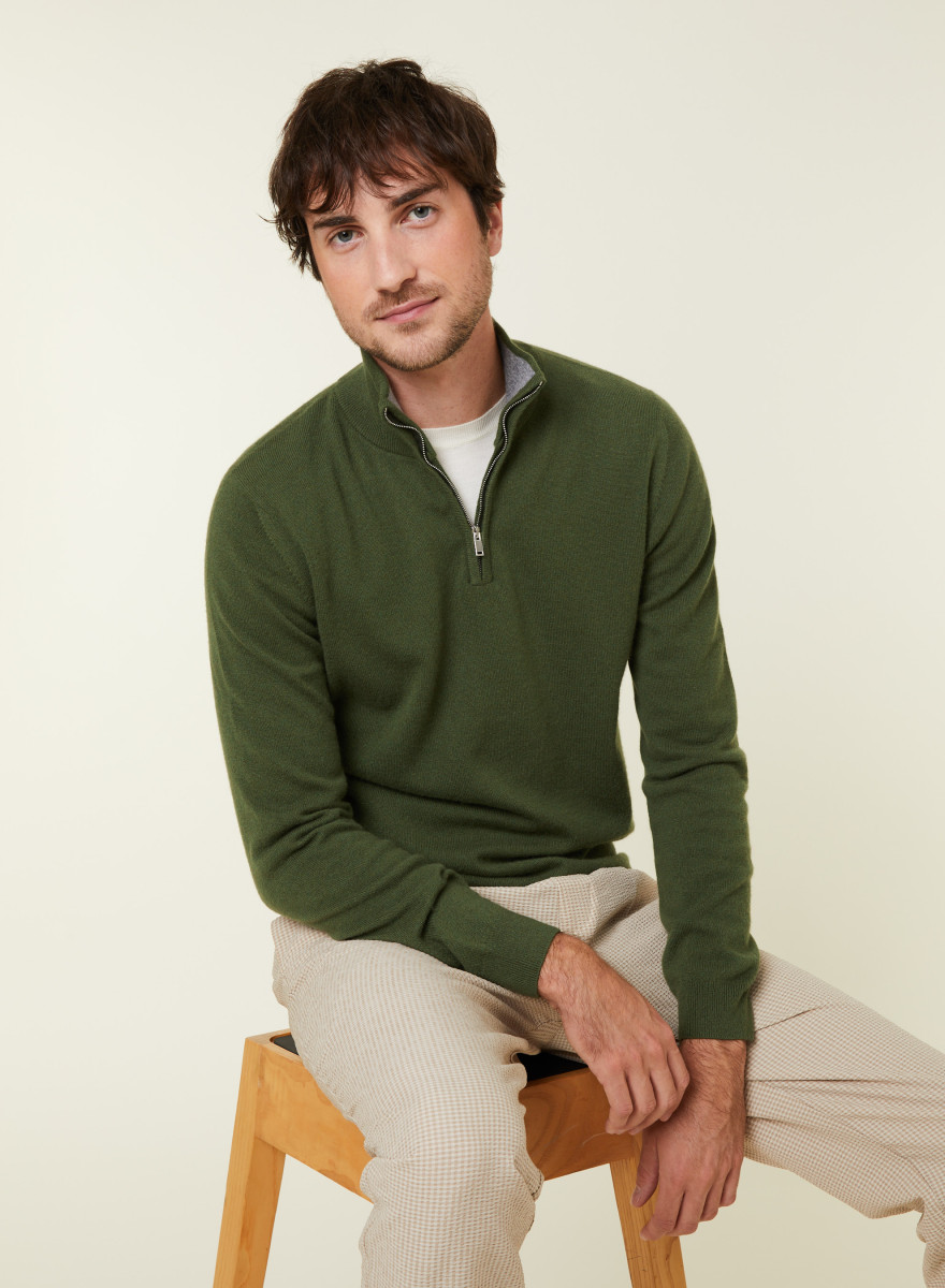 Pull col camionneur en cachemire - Emile 7914 cerise/volute - 51 Bordeaux