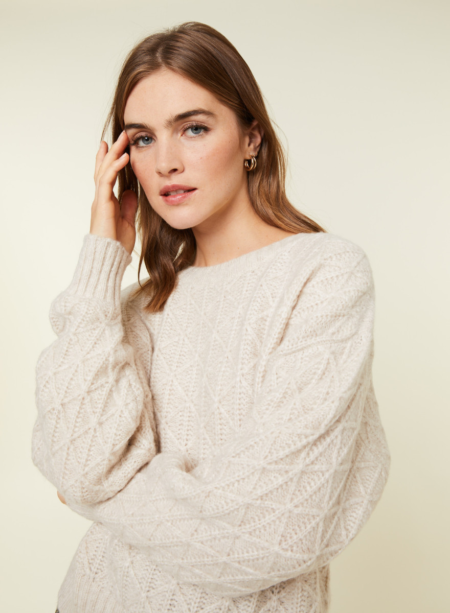 Loose-fit sweater with dots in cocoon wool - Gassia