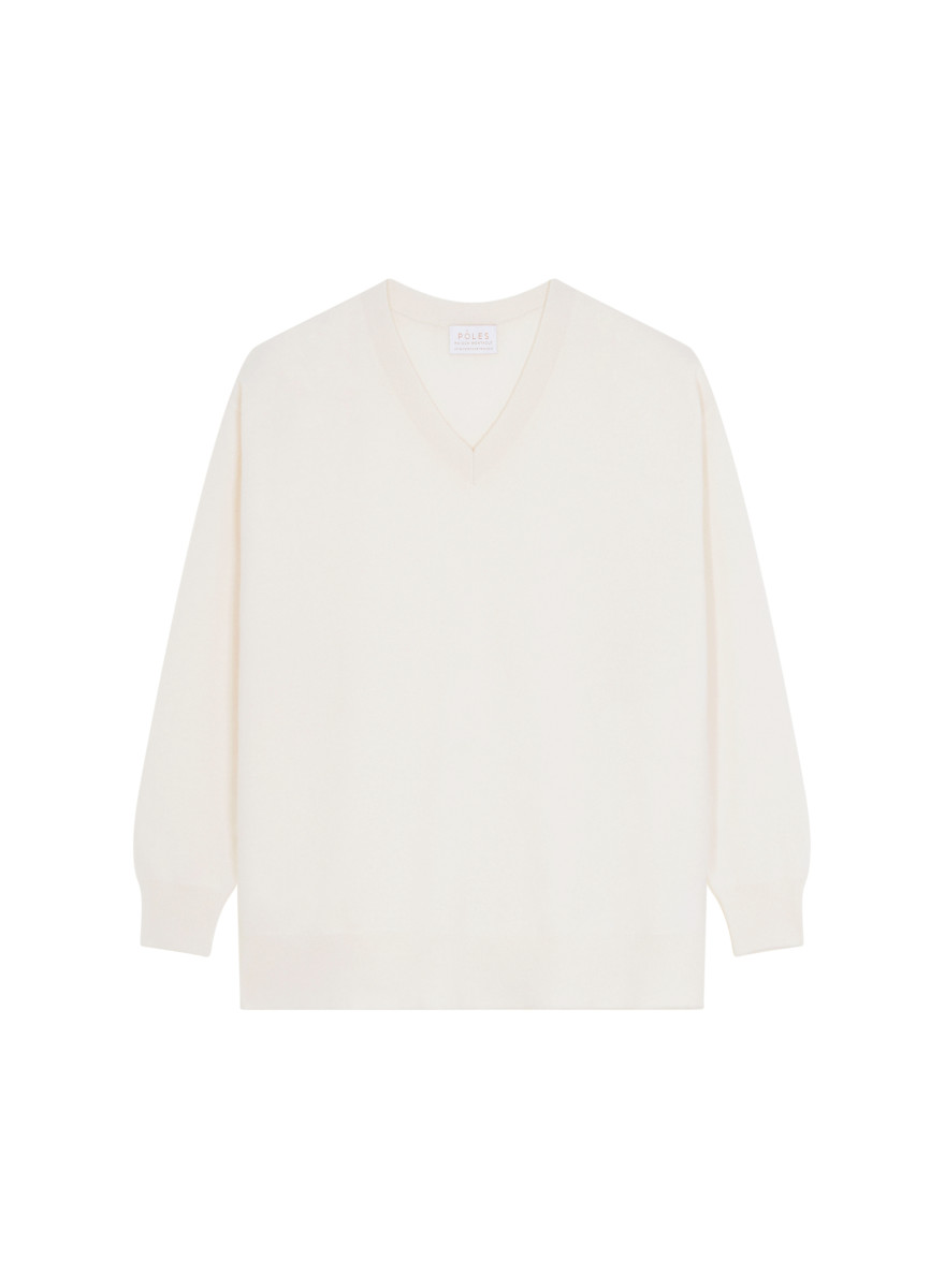 Suéter de cashmere folgado com decote em V e fendas - Alienor