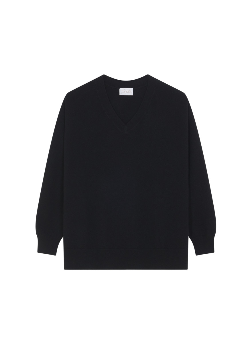 Suéter de cashmere folgado com decote em V e fendas - Alienor