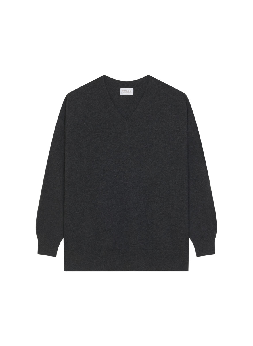 Loose sweater with V-neck slits in cashmere - Alienor