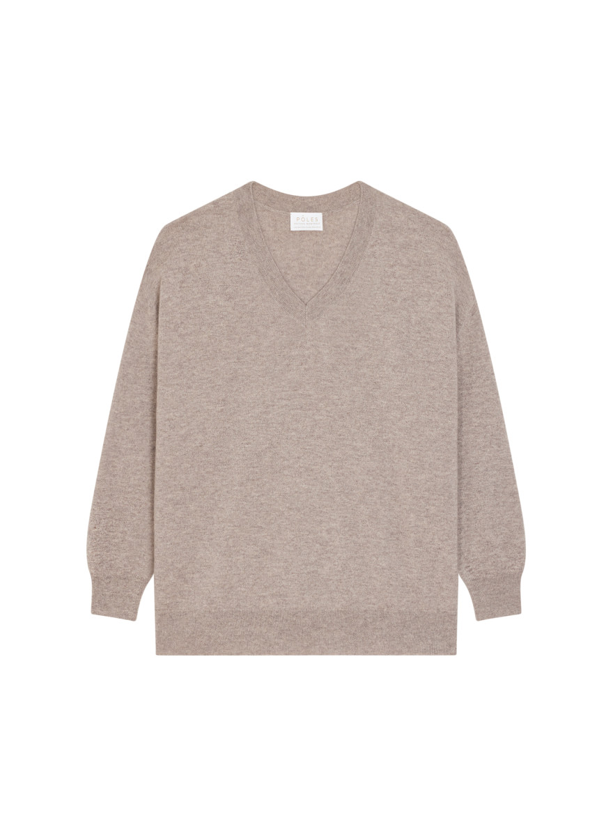 Loose sweater with V-neck slits in cashmere - Alienor