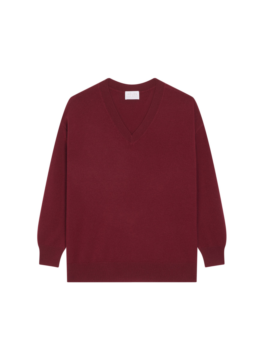 Loose sweater with V-neck slits in cashmere - Alienor