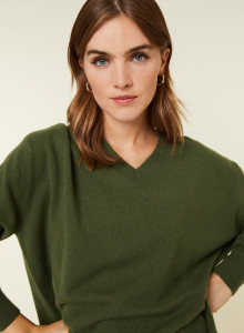 Loose sweater with V-neck slits in cashmere - Alienor