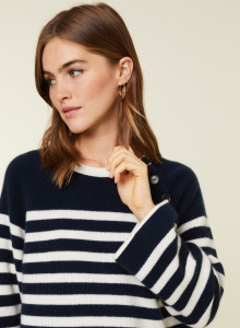 Pull marinière en cachemire à manches ample - Gaelle 7902 soleil/ecru - 15 Orange