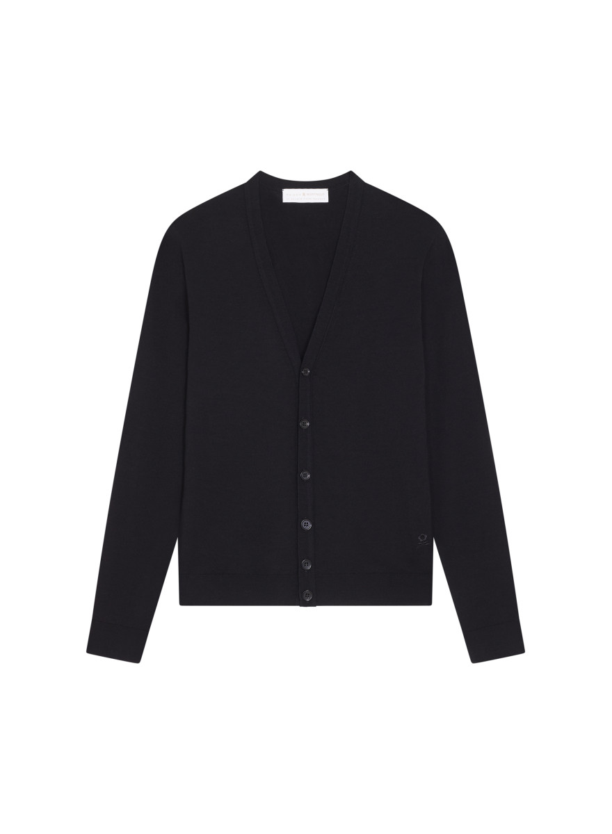 Buttoned vest with logo in merino wool - Etienne