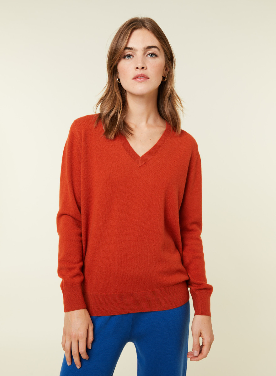 Pull col V en cachemire - Abel 7852 celadon - 94 Vert amande