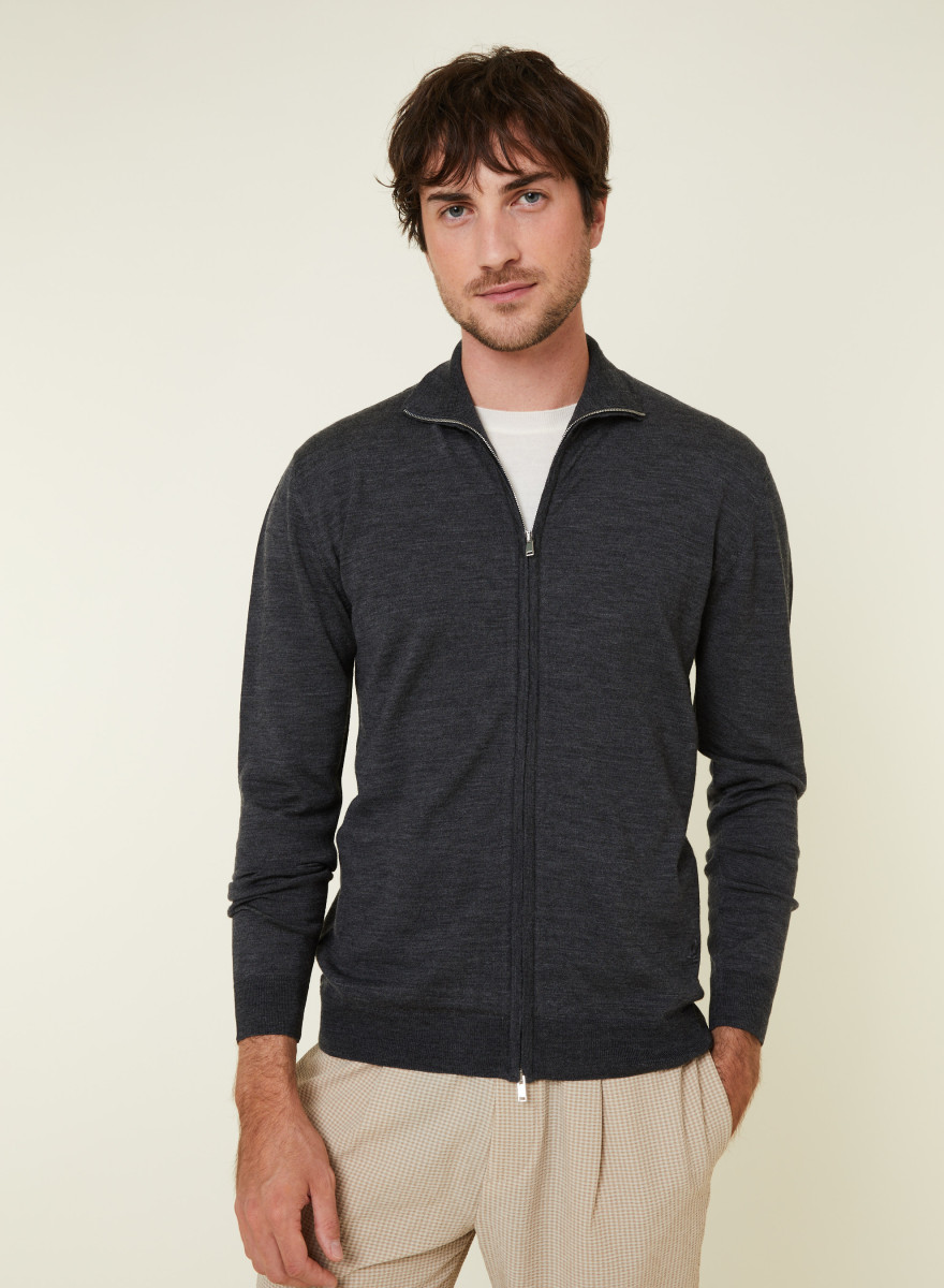 Zipped vest with logo in merino wool - Estian