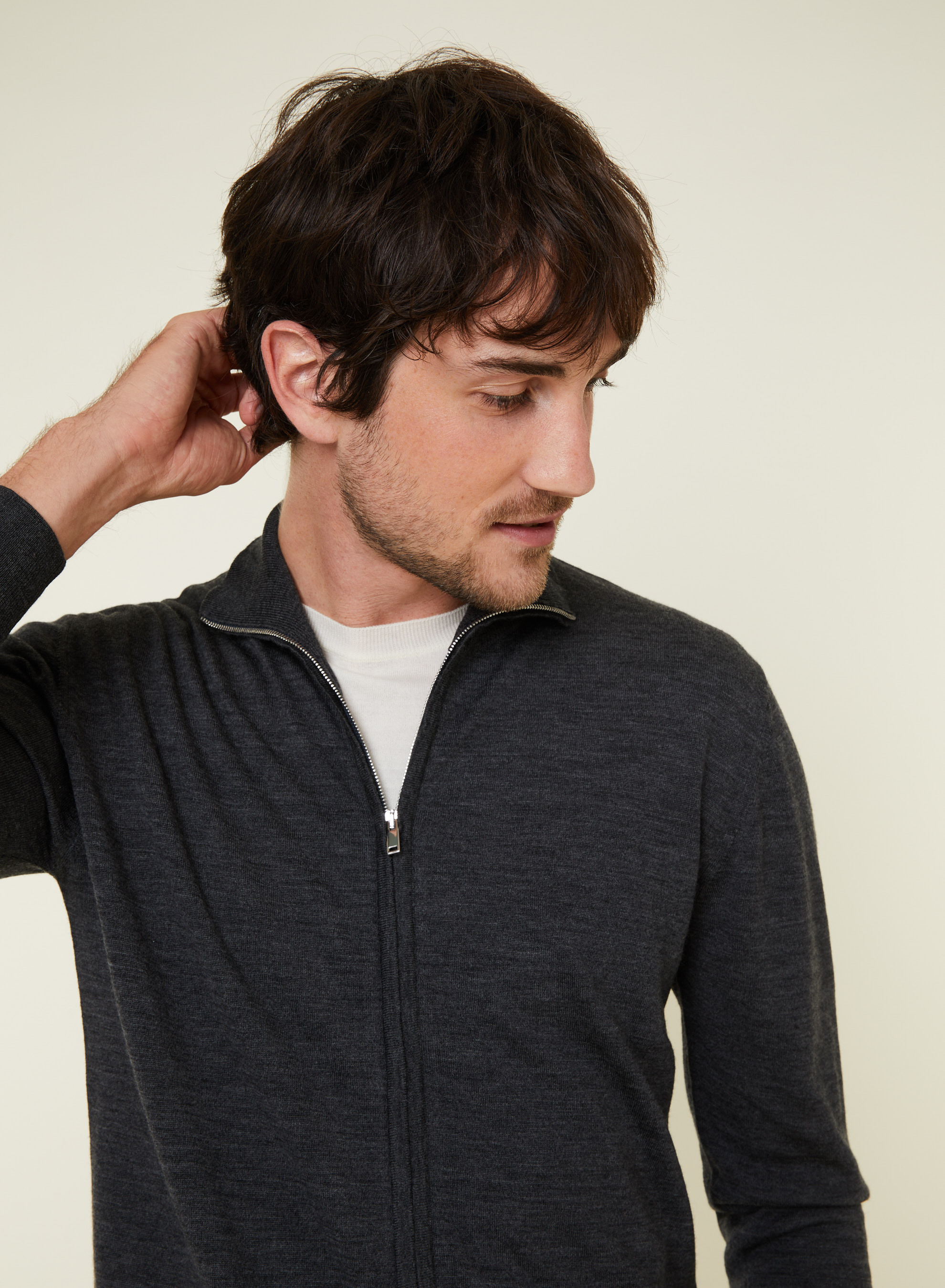 Zipped vest with logo in merino wool - Estian