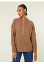 Zipped high-neck sweater in recycled cashmere and wool - Lodric