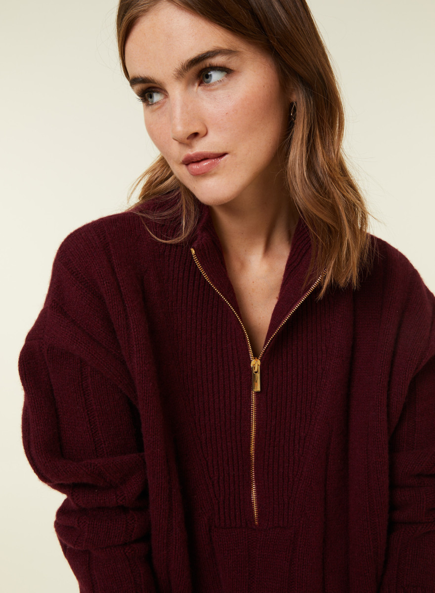 High-neck zipped cashmere blend sweater - Lodric