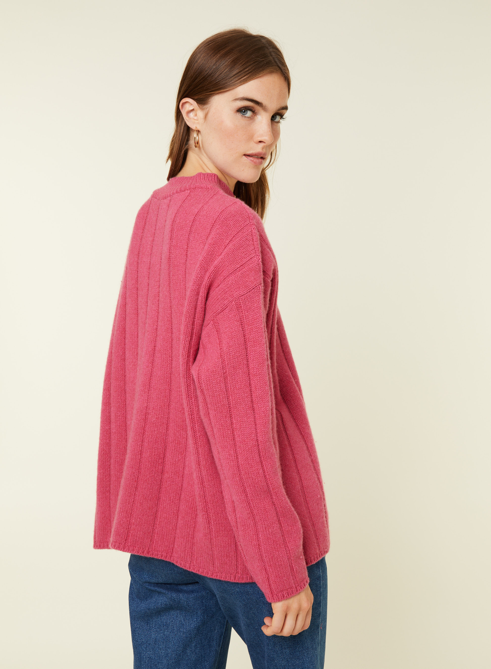 Zipped high-neck sweater in recycled cashmere and wool - Lodric