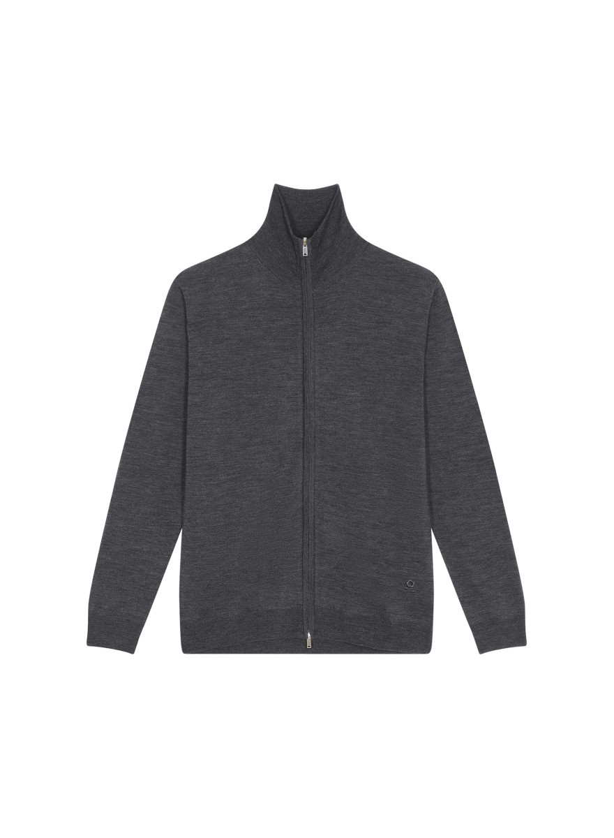Zipped vest with logo in merino wool - Estian