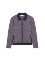 Polo collar jacket with houndstooth patterns in merino wool - Fabien