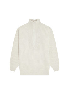 Recycled Wool and Cashmere Beaded Trucker Neck Sweater - English