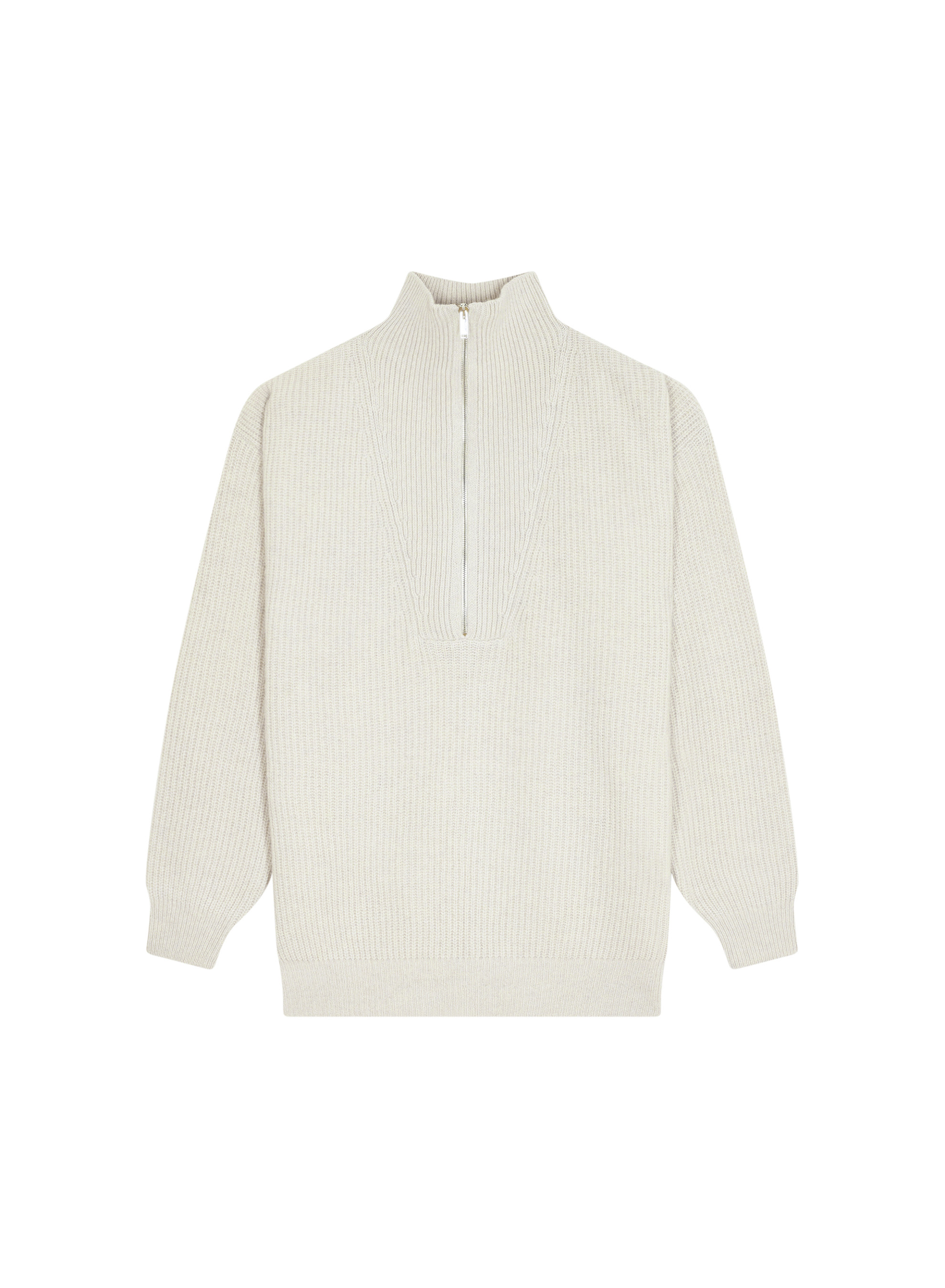 Pull col camionneur maille perlée en cachemire et laine recyclés - French