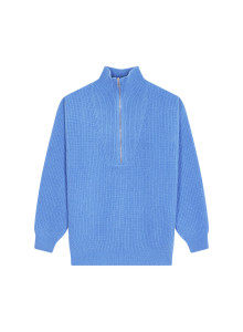 Pull col camionneur maille perlée en cachemire et laine recyclés - French