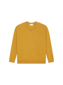 Pull ample boutonné à col rond en cachemire - Acene 7860 soleil - 89 Moutarde