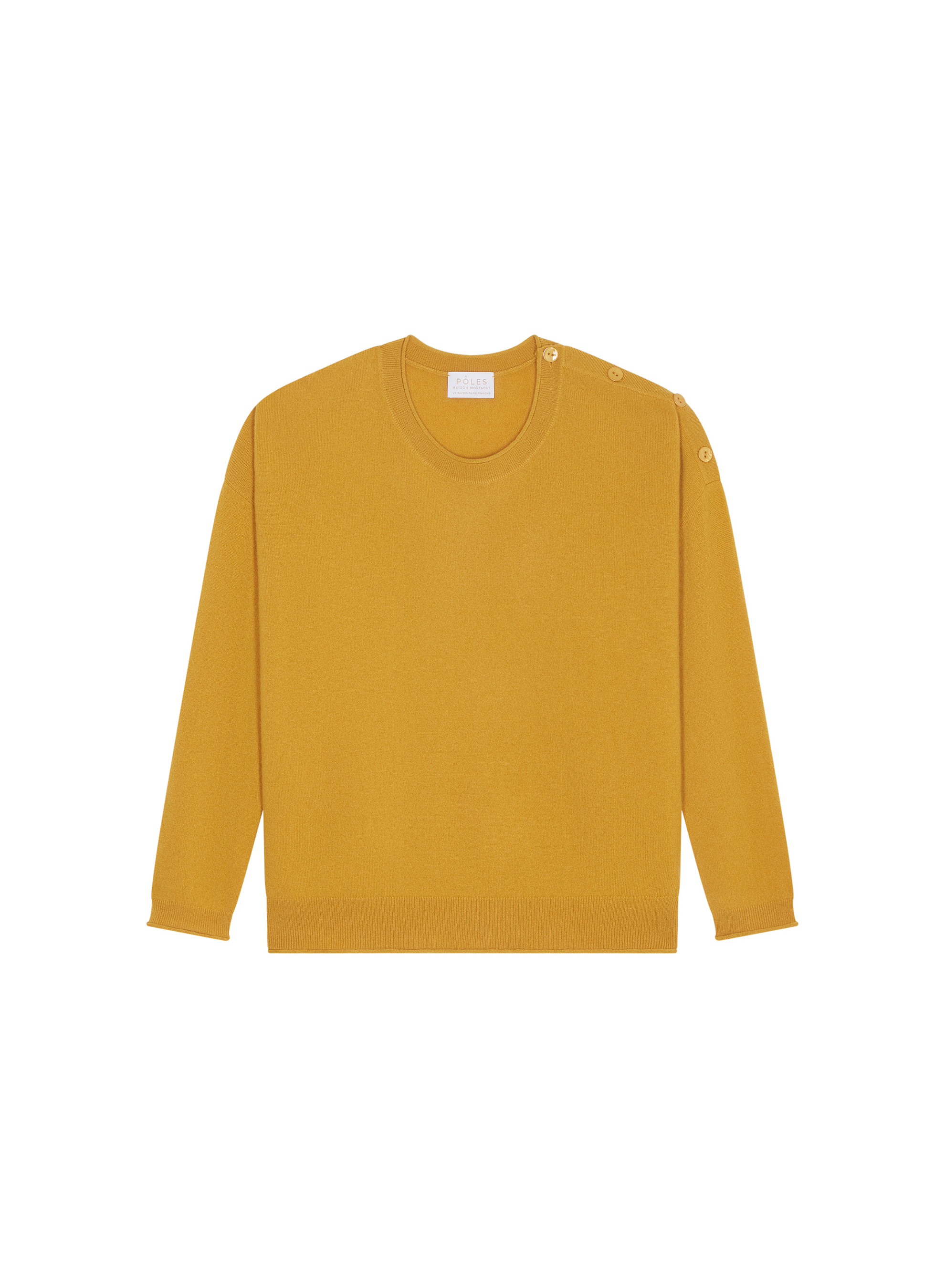 Loose-fit buttoned cashmere round-neck sweater - Acene