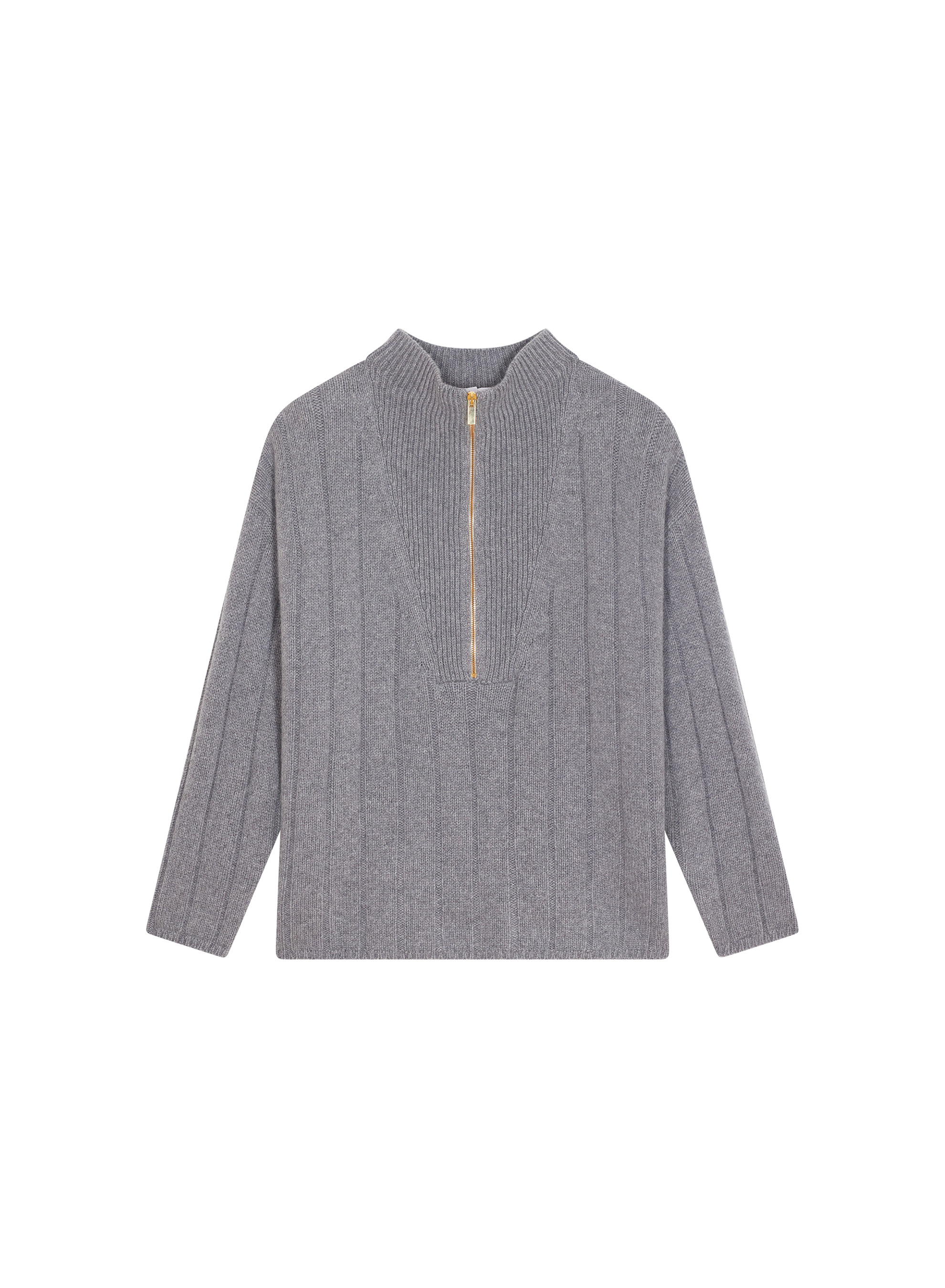 Pull col montant zippé en cachemire et laine recyclés - Lodric 7883 romance - 26 Rose foncé