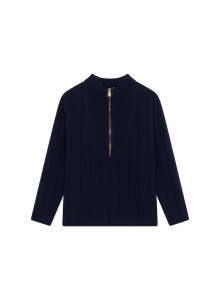 Zipped high-neck sweater in recycled cashmere and wool - Lodric