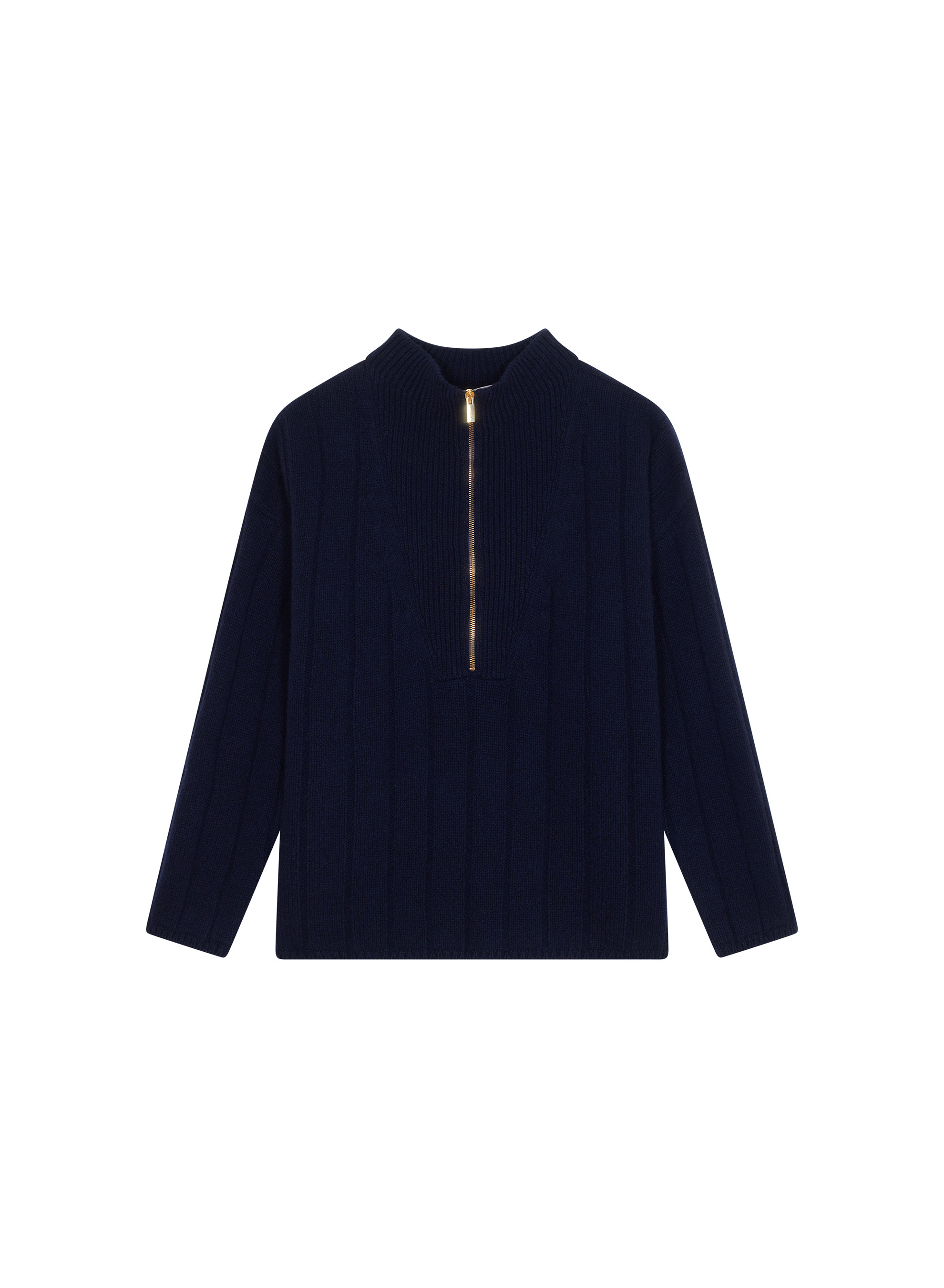 Zipped high-neck sweater in recycled cashmere and wool - Lodric