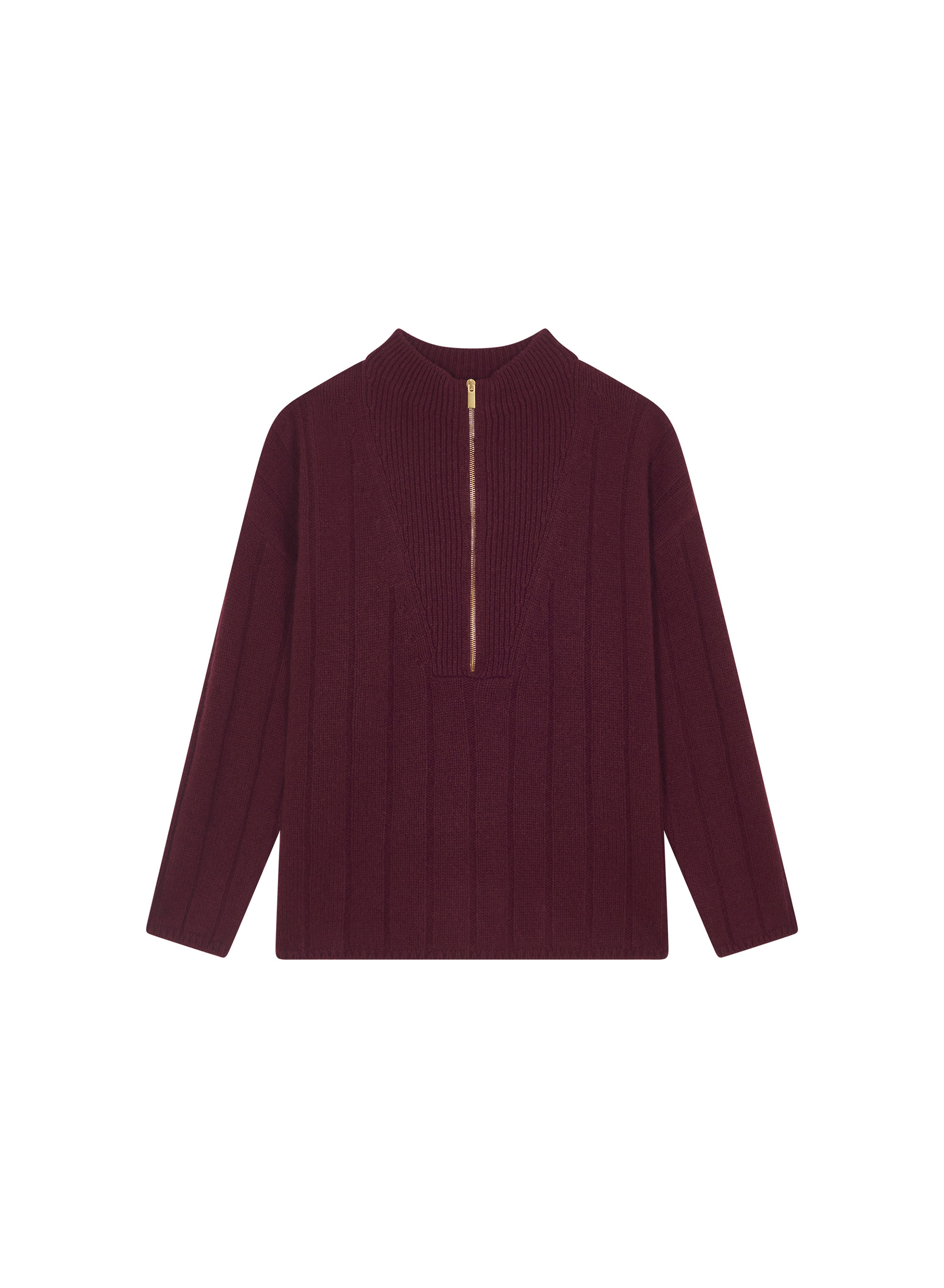 Zipped high-neck sweater in recycled cashmere and wool - Lodric